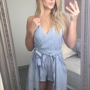 Gorgeous blue and white striped romper!